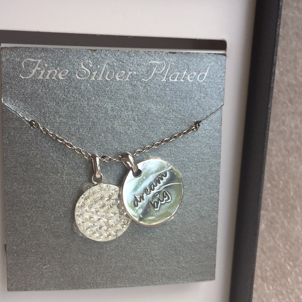New Silver plated Necklace 16” Chain + Charms Jewelry DREAM BIG Congratulations